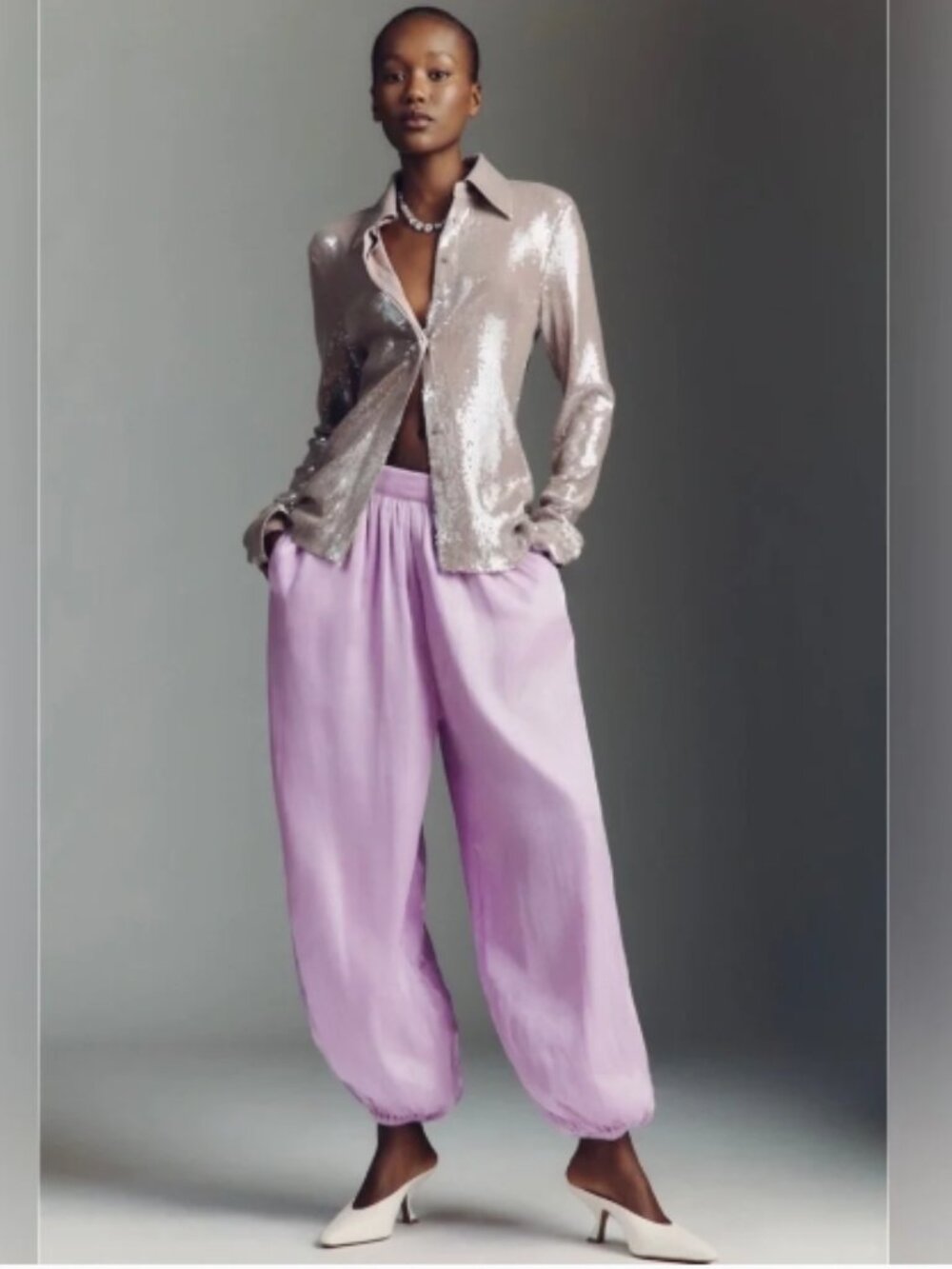 NWT MAEVE SHINY BALLOON PANTS - Lavender Size XS